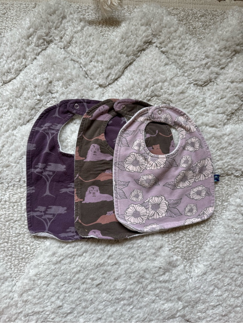 Kickee Pants Purple Floral & Patterned Baby Bib Set - Pack of 3